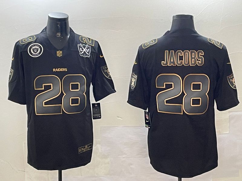 Men Oakland Raiders 28 Jacobs Black Gold 2024 Nike Limited NFL Jersey style 01081